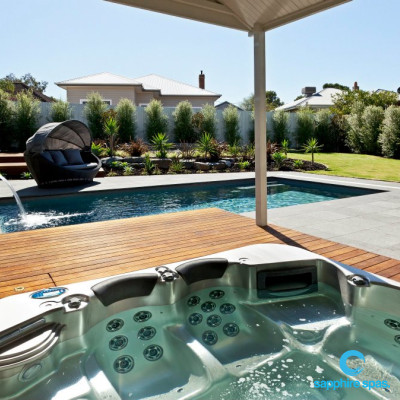 Backyard spa & swimming pool installation by Gordon Ave Pools & Spas Geelong