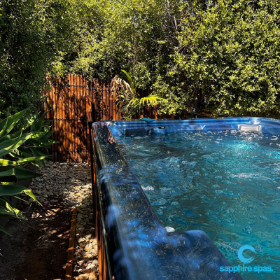 myWorkout5.0m swim spa with oceanwave blue acrylic interior is ready to jump in thanks to the team @ mySpaPakenham