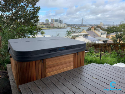 myObsessionPREMIUM spa pool installation in Balmain Sydney with a view of the Anzac Bridge thanks to the team @ mySpaSydney