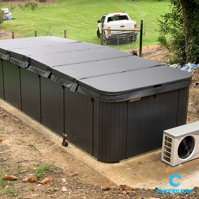 Our 12kw heat & cool pump outlets are on the back of the unit (rather than the end on 8.8kw) / 12kw : 980Lx312Wx615H / 72kg