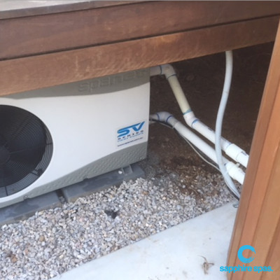 HEAT PUMP installed under deck but enough space for air flow