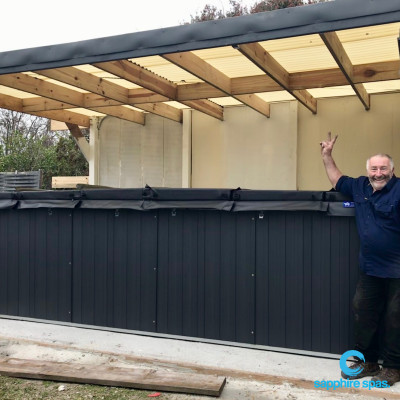 Tom supervises the delivery of his much awaited M5 swim spa. He's looking forward to spending more family time with his kids!