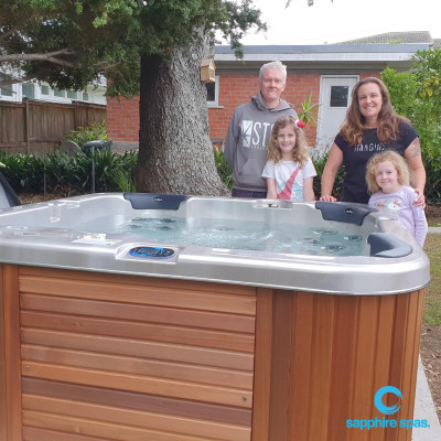 2m spa pool ACRYLIC oyster CABINET cedar thanks to the team @ Paramount Pools Tauranga NZ