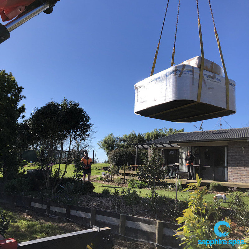 SPA POOL crane delivery & install myChillout Paramount Pools & Spas