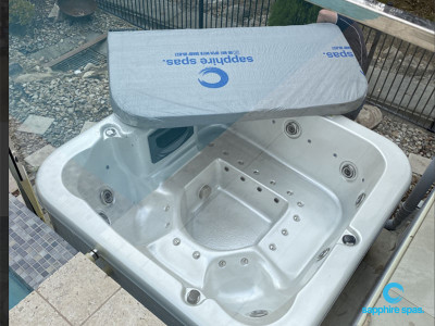 mySplash in white pearl perfectly complements these natural tiles thanks to the team at Warner Pool & Spa Care Brendale