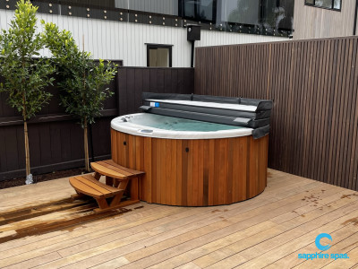 myHotTub has been craned into position in this architecturally designed townhouse thanks to the team @Paramount Pools Takapuna