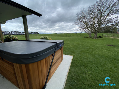 Spa pool slate hardcover cedar thanks to the team @ Wanganui Pool Clinic NZ