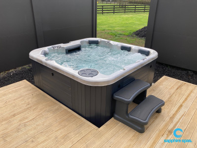 myTemptationPREMIUM in silverwhite interior with grey duratek maintenance free cabinet thanks to the team @ Swimming Pool Shop NZ