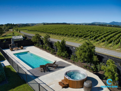 Hot Tub delivered and photo by drone in NZ by Wrights Wairarapa local winery