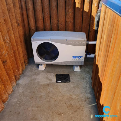 heat & cool pump installed close to the swim spa for the most economical operation thanks to the team @ Paramount Pools & Spas Tauranga NZ